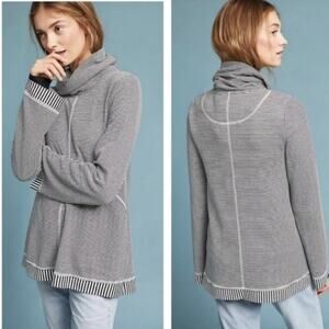 Anthropologie Maeve striped pullover cowlneck tunic top sweatshirt